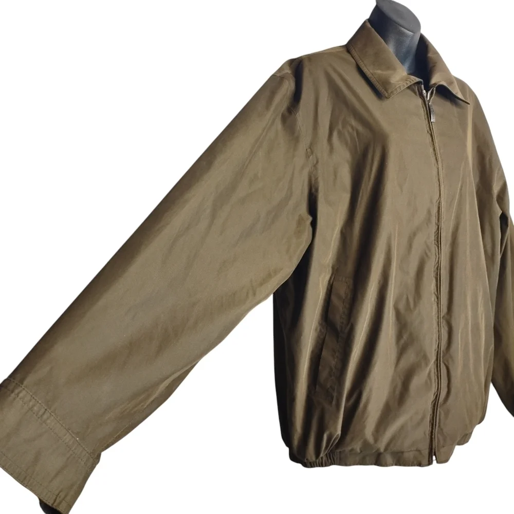 Claiborne Man's Olive Green ZIP Up Lined Bomber Jacket Size LT